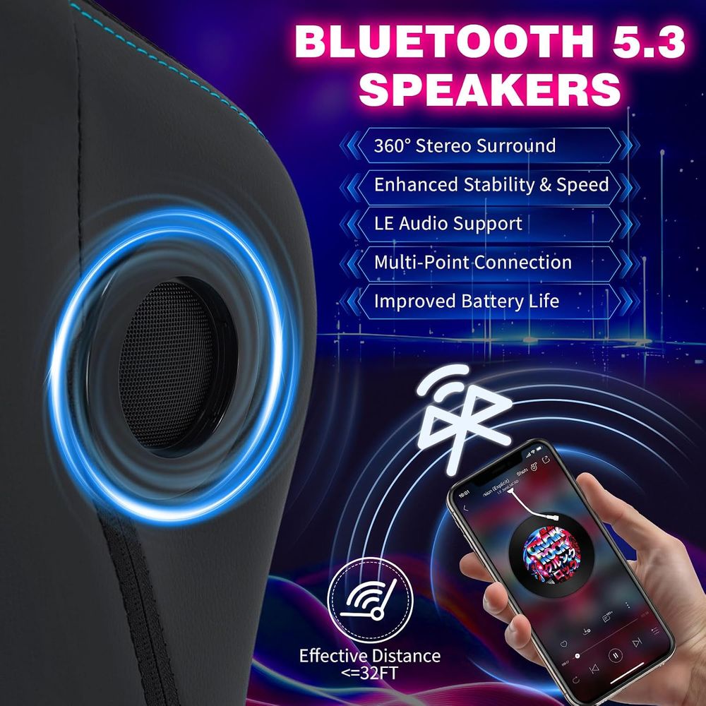 كرسي ألعاب مع إضاءة LED ومكبرا - مراجعة Speakers وسعره