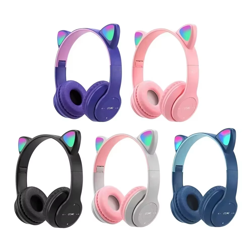 سماعة رأس لاسلكية للأطفال P47M - مراجعة Cat Ear Bluetooth Headset Led وسعره